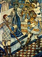 Canterbury (Angleterre) - Cathedrale (1170) - Fresque du XVe - Le meurtre de Thomas Becket